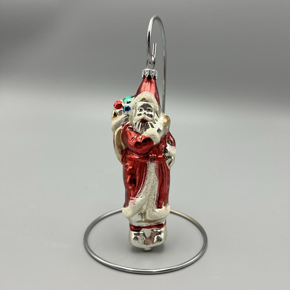 Vtg West Germany Blown Mercury Glass Old World Santa Claus Christmas Ornament 6”